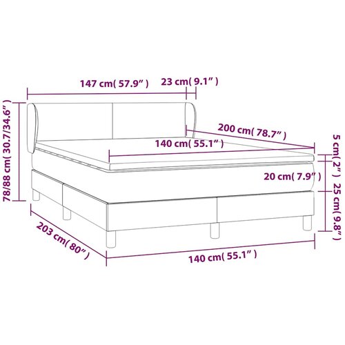  Krevet s oprugama i madracem tamnosmeđi 140x200 cm tkanina Slike