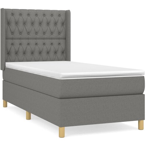 VidaXL Box spring postelja z vzmetnico temno siva 90x190 cm blago, (20790495) Slike