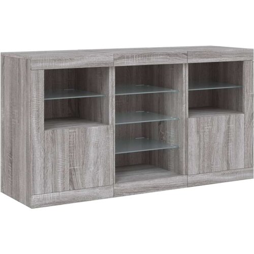 vidaXL Komoda s LED svjetlima boja sivog hrasta 123x37x67 cm Cene