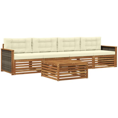 vidaXL Zunanja garnitura za sedenje z blazino 5 pcs Naravna in smetana, (5000279663) Cene