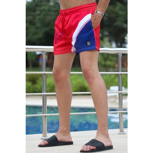 Madmext Swim Shorts - Red - Color block Slike