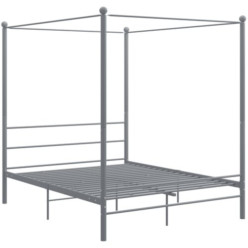  Okvir za krevet s nadstre&amp;scaron;nicom sivi metalni 160 x 200 cm Slike