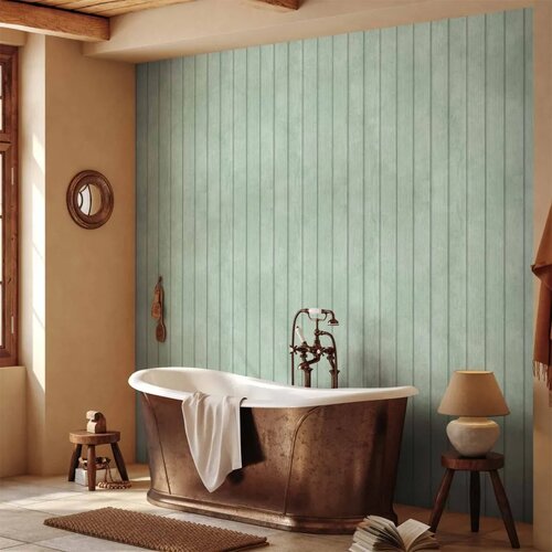  Tapeta - Delicate Wood - Vertical stripes in a pastel green shade. 50x1000 Vodootporna Slike
