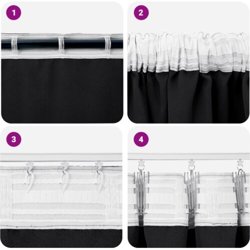 vidaXL Zavjese sa zavjesama 2 pcs Crna 260 x 140 cm Poliester Cene