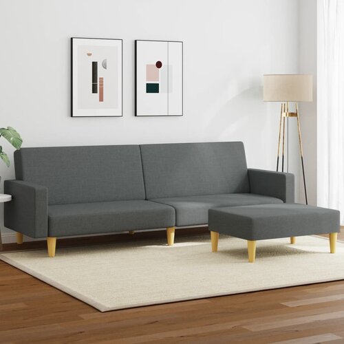  The Living Store Kavč dvosed z ležiščem in stolčkom za noge temno sivo blago - Kavč Z Ležiščem, (21494947) Cene