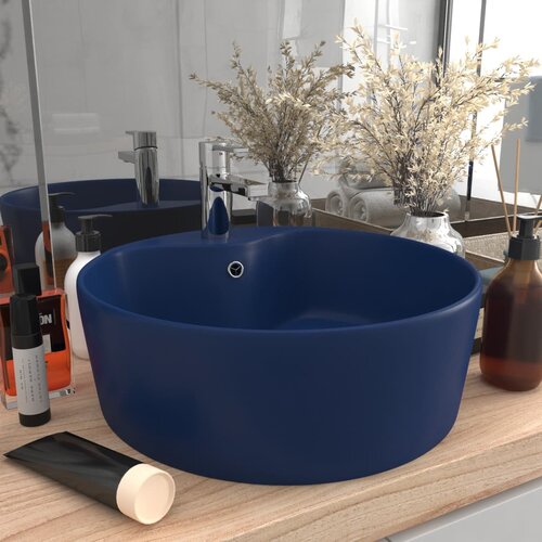 vidaXL Razkošen umivalnik mat temno moder 36x13 cm keramičen Cene