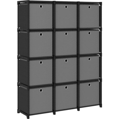 VidaXL regal z 12 &amp;scaron;katlami črn 103x30x141 cm blago Slike