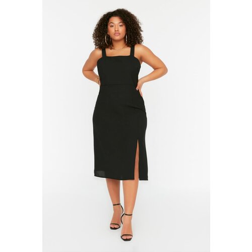 Trendyol Curve Black Woven Slit Dress Cene