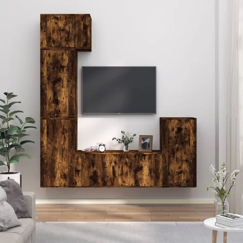 vidaXL Komplet TV omaric 5-delni dimljen hrast inženirski les
