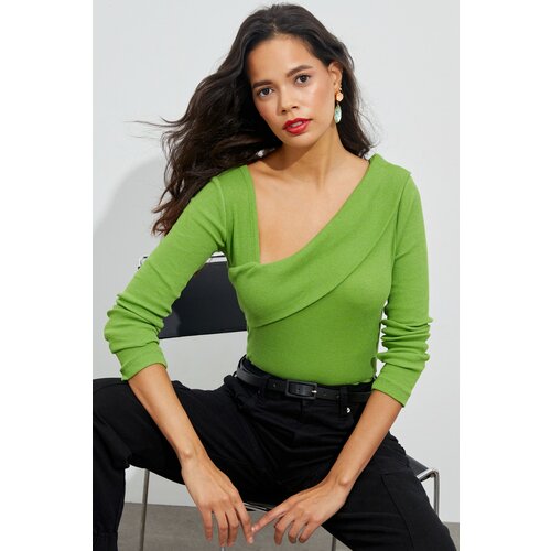 Cool & Sexy Blouse - Green - Fitted Slike