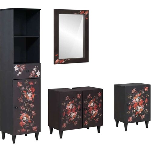  Komplet omaric za kopalnico s predalom 4 pcs Masiven les manga, (5000157056) Cene