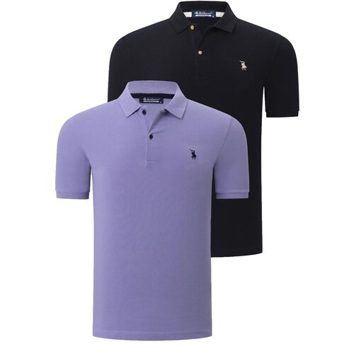 Dewberry DUAL SET T8561 MENS TSHIRT-BLACK-LILAC Cene