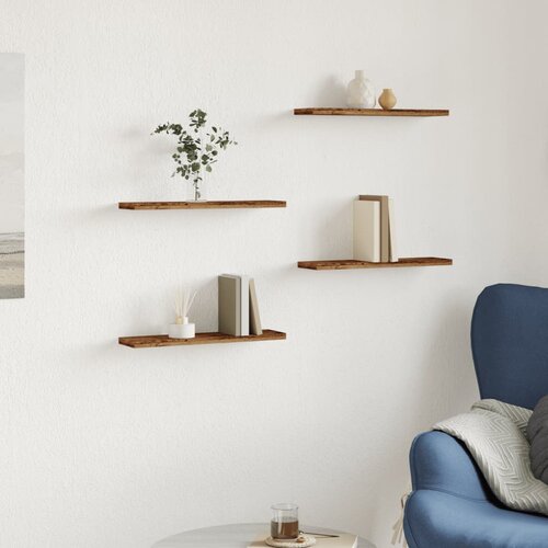  Zidne police 4kom boja staro drvo 40x10x1,5cm konstruirano drvo Slike
