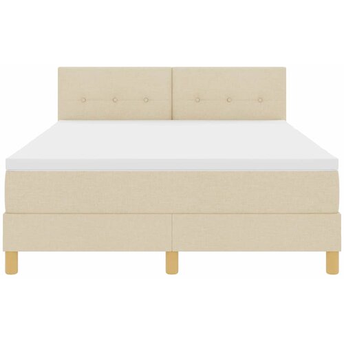  LED Box Spring Krevet s LED trakama Krema 140 x 200 cm tkanina Slike