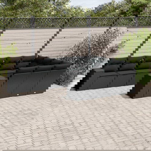 vidaXL 10-dijelni set vrtnih sofa s jastucima crni od poliratana Cijene