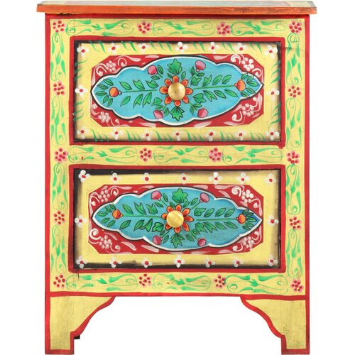 Maison Chic Ročno barvana Nočna omarica - Nočna miza 40x30x50 cm trden mangov les, (21687094) Cene