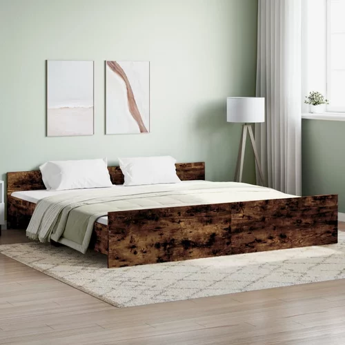  kreveta s uzglavljem i podnožjem boja hrasta 180x200 cm