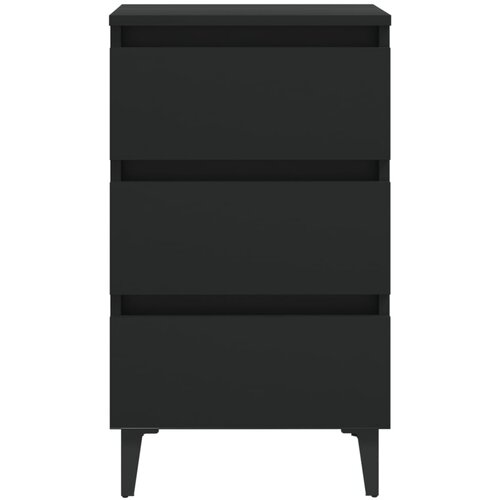 Noćni ormarić s metalnim nogama crni 40 x 35 x 69 cm Slike