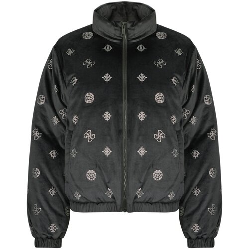 Guess Puhovke AMALIA ALLOVER PEONY PUFFER JACKET Črna Slike
