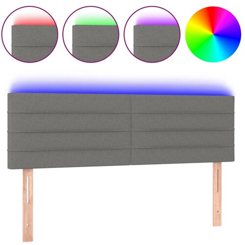 Maison Chic led posteljno vzglavje - vzglavna omarica - nočna omarica temno sivo 144x5x78/88 cm blago, (21707779) Slike