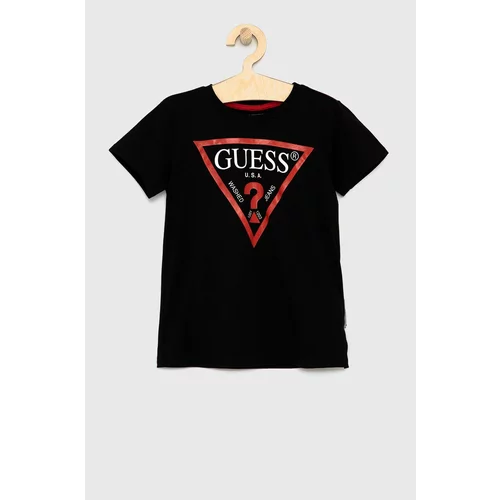 Guess Dječja pamučna majica kratkih rukava boja: crna