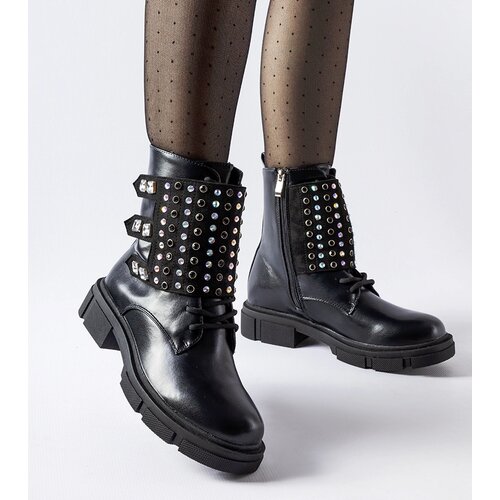 Gemre Black ankle boots embellished with rhinestones Cento Cene