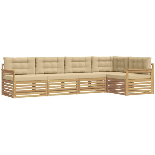vidaXL Zunanja garnitura za sedenje 6 pcs Bela in bež Poliester, (5000280389) Cene