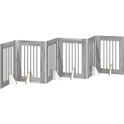  Vrata za pse s postoljem 6 pcs Siva sonoma 60 x 80 cm Slike