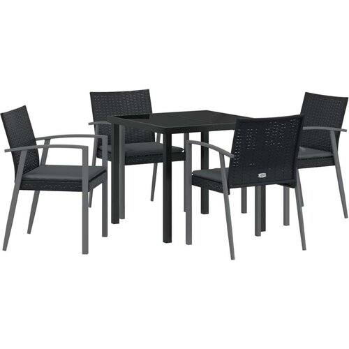 vidaXL Set od 3 Crna Poli ratan, Čelik Standardna veličina Ergonomski Cijene