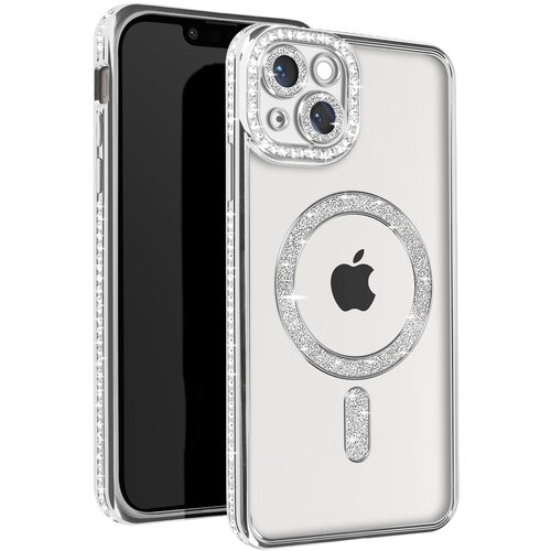 AVIZAR Diamantno ohišje za iPhone 14 Zaščita MagSafe Contour Strass, Srebrna, (5000013655) Cene