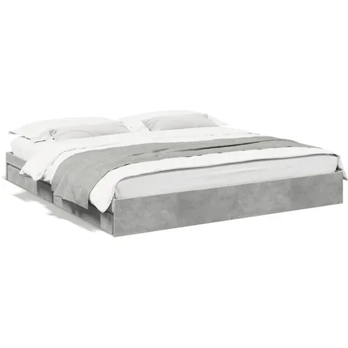  Okvir kreveta s ladicama siva boja betona 200x200 cm drveni