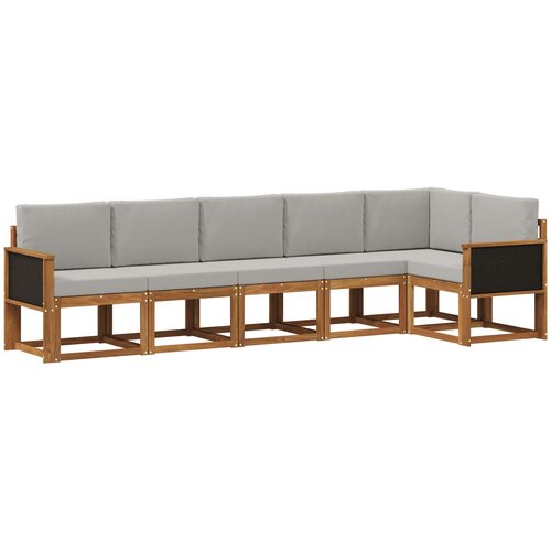 vidaXL Zunanja garnitura za sedenje 6 pcs Naravna in svetlo siva, (5000282619) Cene