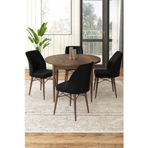 Hanah home Rox - Baroque, Black BaroqueBlack Dining Table & Chairs Set (5 Pieces) Cene