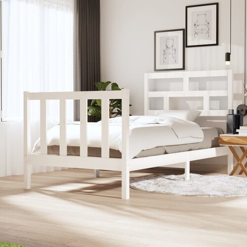 VidaXL Posteljni okvir bel iz borovine 75x190 cm 2FT6 Slike