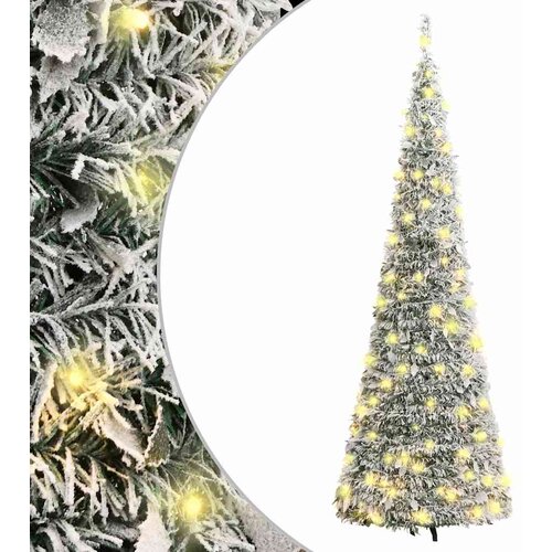 VidaXL Umetna novoletna jelka s snegom pop-up 50 LED diod 120 cm Slike