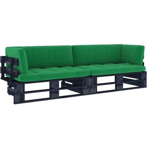 The Living Store Kavč dvosed iz palet z blazinami črna impregnirana borovina - Kavč Iz Palet, (21421570) Slike