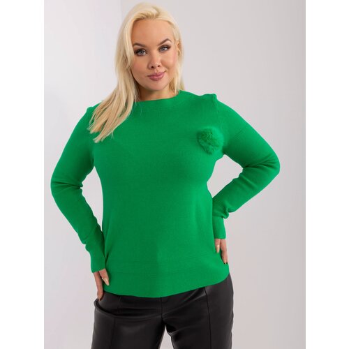 Fashion Hunters Green oversized knitted sweater with pompom Cene