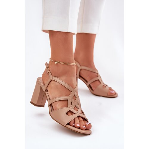 Sergio Leone Women's sandals on block heel beige SK884 Cijene