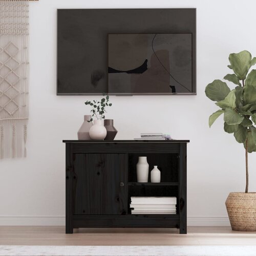 VidaXL TV omarica črna 70x36,5x52 cm trdna borovina Slike