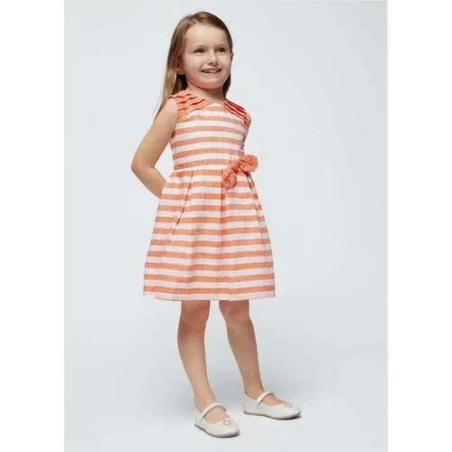 Mayoral Otroška obleka z mešanico lanu oranžna barva