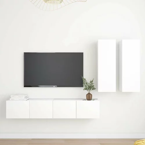 Komplet TV omaric 4-delni bela iverna plošča, (20914422)