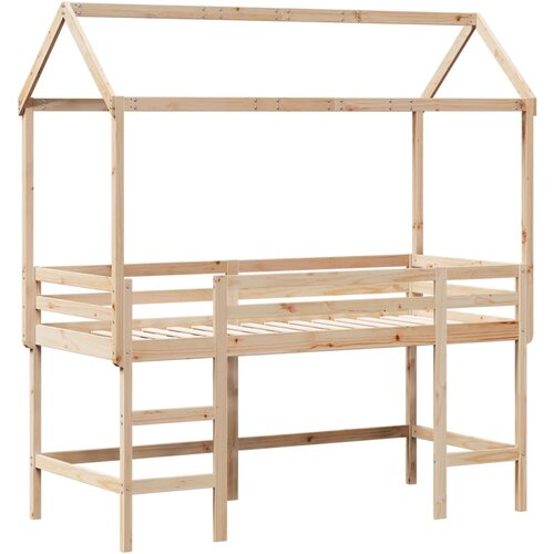 VidaXL Krevet na kat s ljestvama i krovom 90x190 cm od borovine Slike