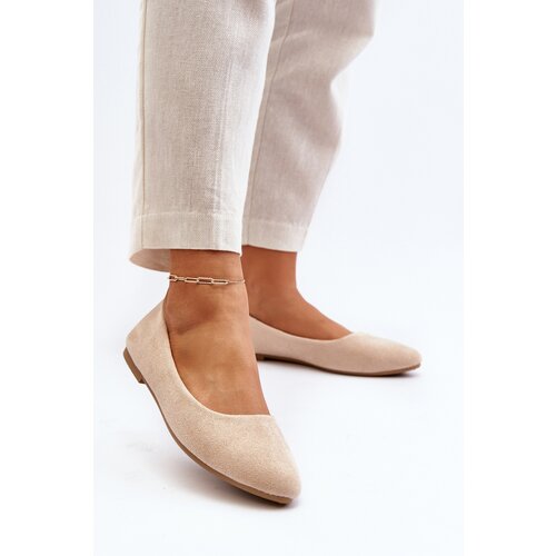 PE1 Beige Women&amp;#039;s Suede Ballerina Flats Kommia Slike