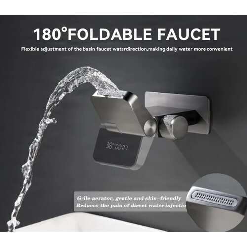 ELITE EDITION Zidna armatura s prikazom temperature in preklopnim izlivom 180&amp;deg; &amp;ndash; BSW1500 &amp;mdash; Bru&amp;scaron;eno zlato Slike