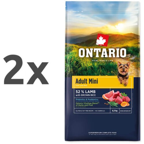 Ontario Adult Mini - jagnjetina in rjavi riž 2 x 6,5 kg Cene