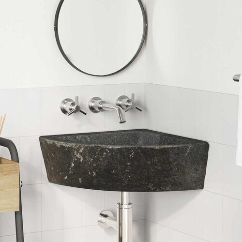vidaXL Stenski viseči kotni umivalnik Siva (38-45) x (38-45) x 12 cm Cene