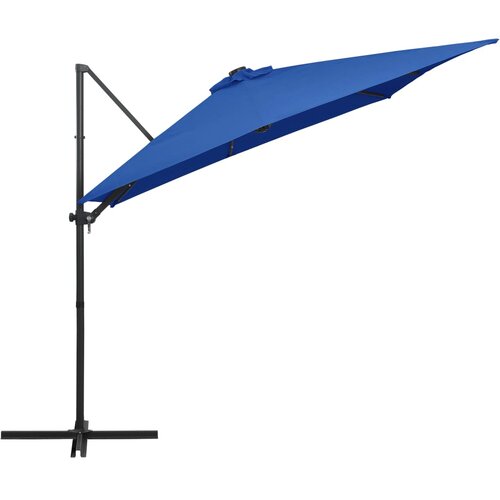  Konzolni vrtni suncobran s čeličnim stupom LED 250x250cm azurni Slike