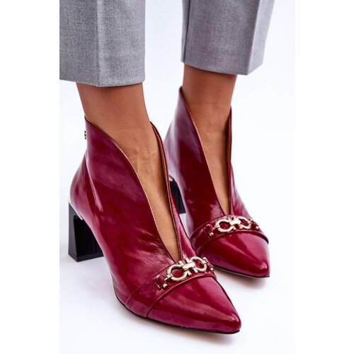 Maciejka Leather Boots on Heel Cene