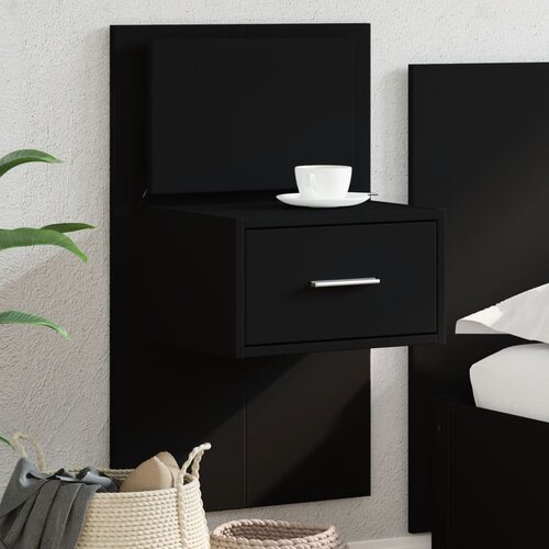  The Living Store Stenska nočna omarica z LED lučkami črna - Stenska Nočna Omarica, (21496049) Cene