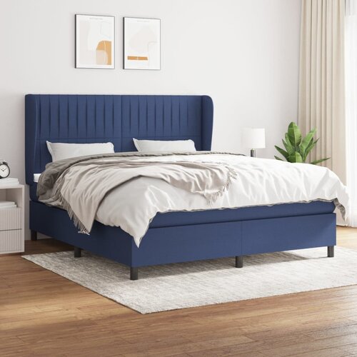  The Living Store Box spring postelja z vzmetnico modra 160x200 cm blago - Box Spring Postelja, (21455783) Slike